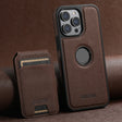 For iPhone 16 Pro Suteni M2 Cross-Grain MagSafe Vertical Card Back Phone Case(Brown) - iPhone 16 Pro Cases by Suteni | Online Shopping South Africa | PMC TechLife | Buy Now Pay Later Mobicred