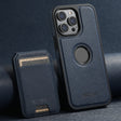 For iPhone 16 Pro Suteni M2 Cross-Grain MagSafe Vertical Card Back Phone Case(Blue) - iPhone 16 Pro Cases by Suteni | Online Shopping South Africa | PMC TechLife | Buy Now Pay Later Mobicred