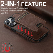 For iPhone 16 Plus Suteni M2 Cross-Grain MagSafe Vertical Card Back Phone Case(Brown)
