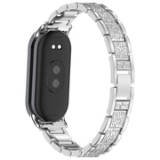 For Xiaomi Smart Band 9 / 9 NFC Diamond Three Beads Stainless Steel Metal Watch Band(Silver)
