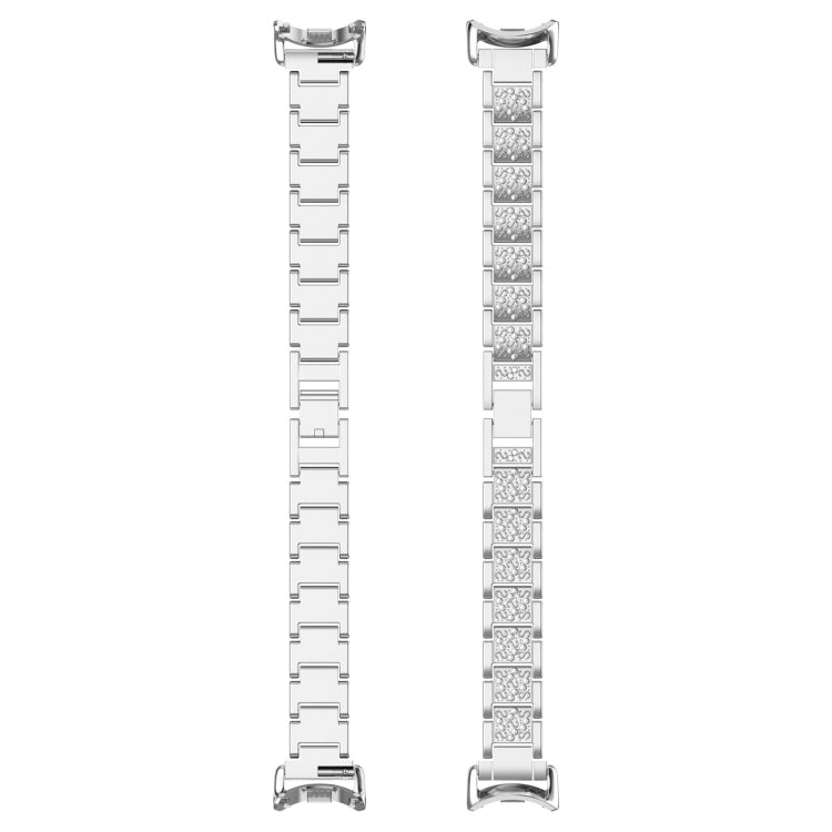 For Xiaomi Smart Band 9 / 9 NFC Diamond Three Beads Stainless Steel Metal Watch Band(Silver)