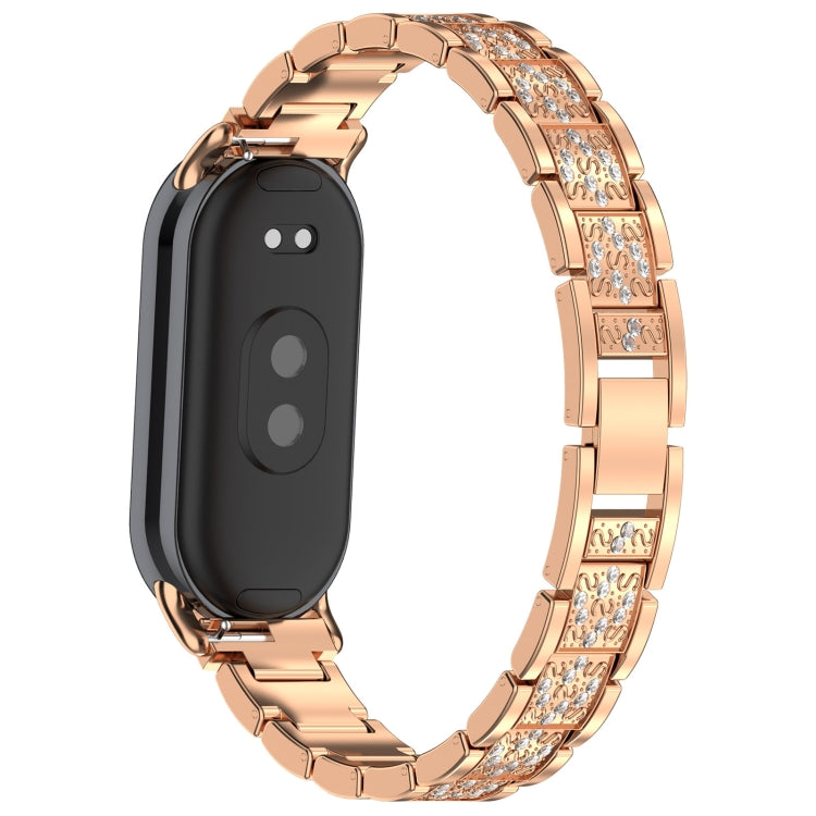 For Xiaomi Smart Band 9 / 9 NFC Diamond Three Beads Stainless Steel Metal Watch Band(Rose Gold) - free shipping - PMC TechLife - Order now!