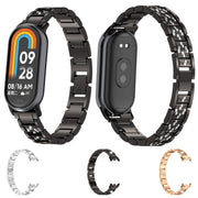 For Xiaomi Smart Band 9 / 9 NFC Diamond Three Beads Stainless Steel Metal Watch Band(Silver)