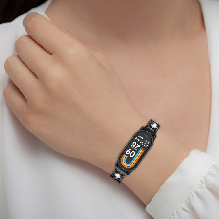 For Xiaomi Smart Band 9 / 9 NFC Diamond Three Beads Stainless Steel Metal Watch Band(Rose Gold) - free shipping - PMC TechLife - Order now!