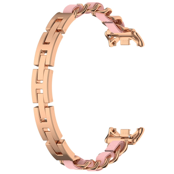 For Xiaomi Smart Band 9 / 9 NFC Fashion Bracelet Metal Watch Band(Rose Gold)