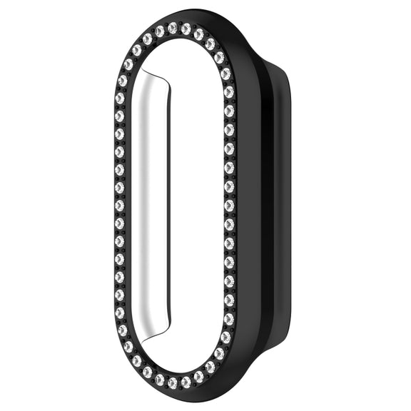 For Xiaomi Smart Band 9 NFC Diamond Half Coverage Hollow PC Watch Protective Case(Black)
