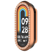 For Xiaomi Smart Band 9 NFC Diamond Half Coverage Hollow PC Watch Protective Case(Rose Gold)