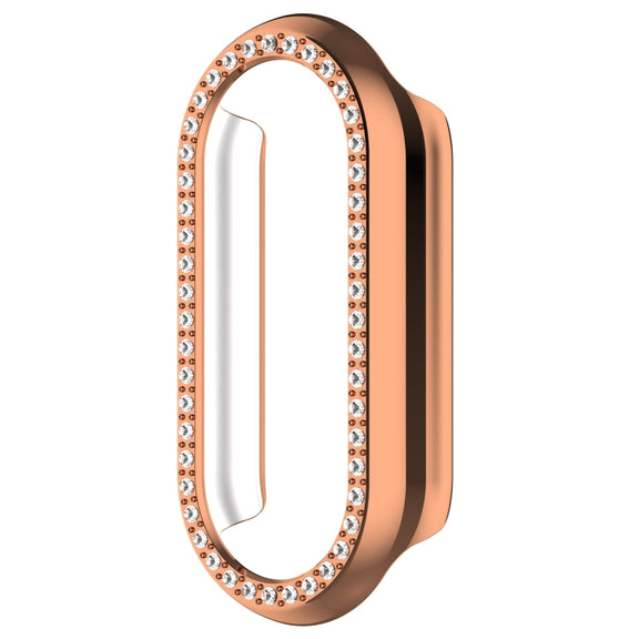 For Xiaomi Smart Band 9 NFC Diamond Half Coverage Hollow PC Watch Protective Case(Rose Gold)