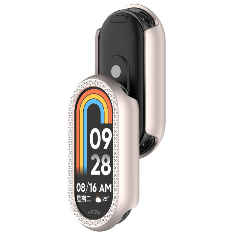 For Xiaomi Smart Band 9 NFC Diamond Half Coverage Hollow PC Watch Protective Case(Starlight)
