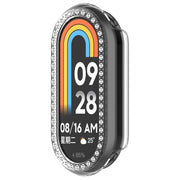 For Xiaomi Smart Band 9 Diamond Half Coverage Hollow PC Watch Protective Case(Transparent White)