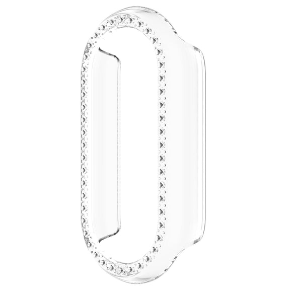 For Xiaomi Smart Band 9 Diamond Half Coverage Hollow PC Watch Protective Case(Transparent White)