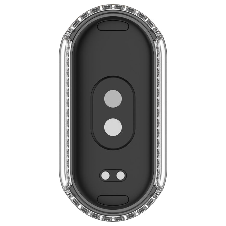 For Xiaomi Smart Band 9 Diamond Half Coverage Hollow PC Watch Protective Case(Transparent White)
