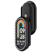 For Xiaomi Smart Band 9 Diamond Half Coverage Hollow PC Watch Protective Case(Black)