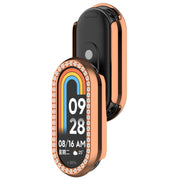 For Xiaomi Smart Band 9 Diamond Half Coverage Hollow PC Watch Protective Case(Rose Gold)