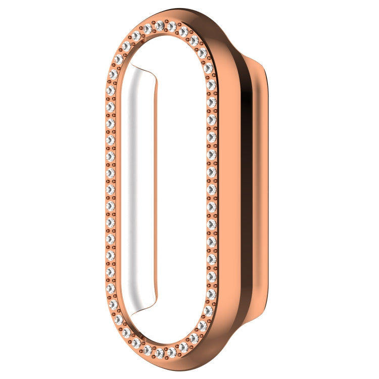For Xiaomi Smart Band 9 Diamond Half Coverage Hollow PC Watch Protective Case(Rose Gold)