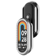 For Xiaomi Smart Band 9 Diamond Half Coverage Hollow PC Watch Protective Case(Silver)