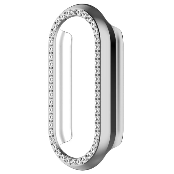 For Xiaomi Smart Band 9 Diamond Half Coverage Hollow PC Watch Protective Case(Silver)