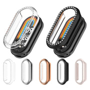 For Xiaomi Smart Band 9 NFC Diamond Half Coverage Hollow PC Watch Protective Case(Rose Gold)