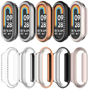 For Xiaomi Smart Band 9 NFC Diamond Half Coverage Hollow PC Watch Protective Case(Silver)