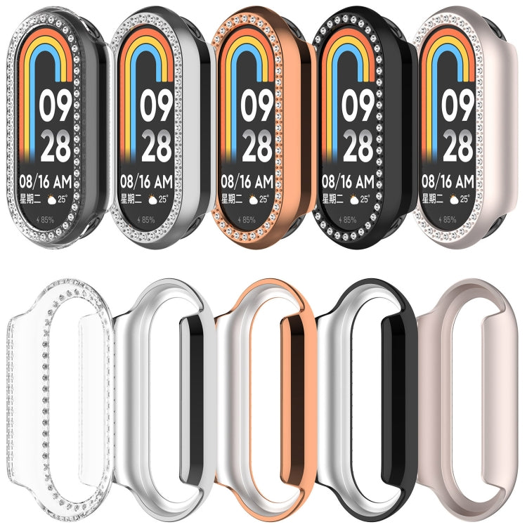 For Xiaomi Smart Band 9 NFC Diamond Half Coverage Hollow PC Watch Protective Case(Silver)