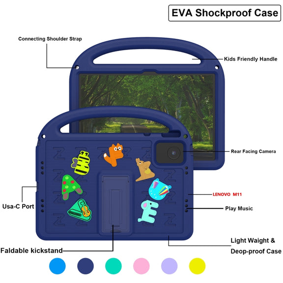 For Lenovo Tab M11 / Xiaoxin Pad 11 2024 Cartoon Sparrow EVA Shockproof Tablet Case(Navy Blue)