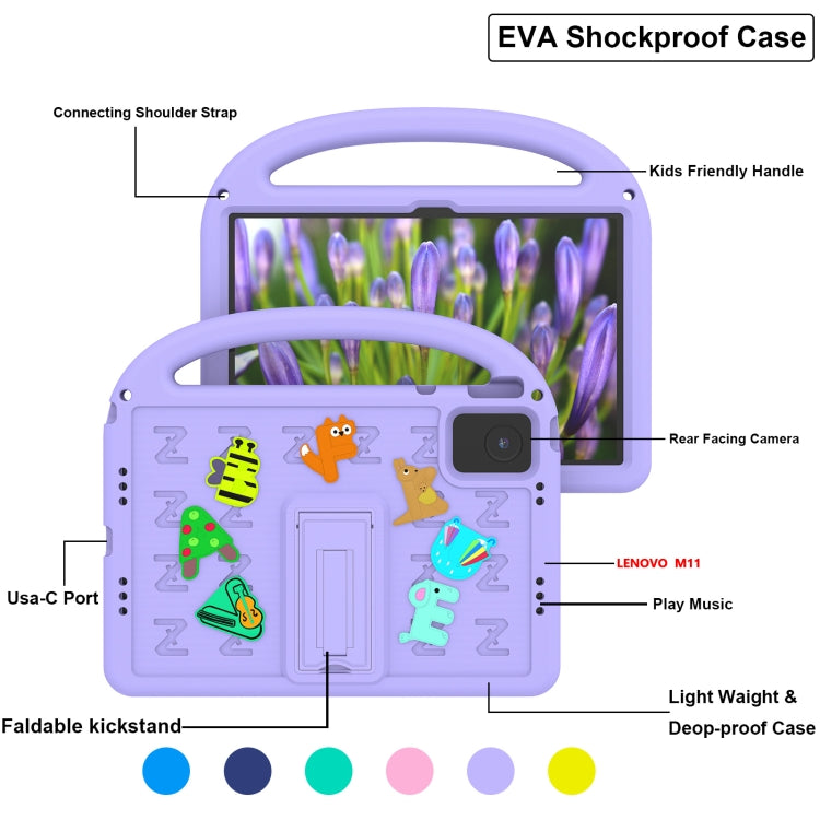 For Lenovo Tab M11 / Xiaoxin Pad 11 2024 Cartoon Sparrow EVA Shockproof Tablet Case(Taro Purple)