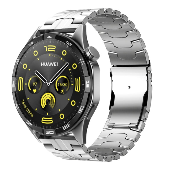For Huawei Watch GT 4 46mm 22mm Double Lock Buckle Turtle Steel Watch Band(Silver)