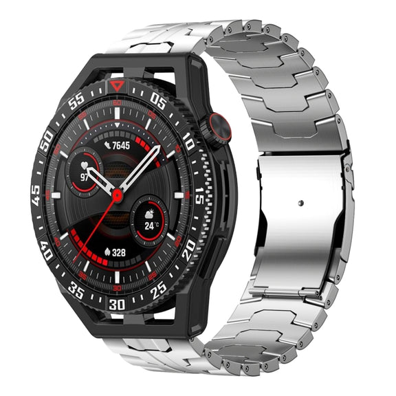 For Huawei Watch GT 3 SE 22mm Double Lock Buckle Turtle Steel Watch Band(Silver)