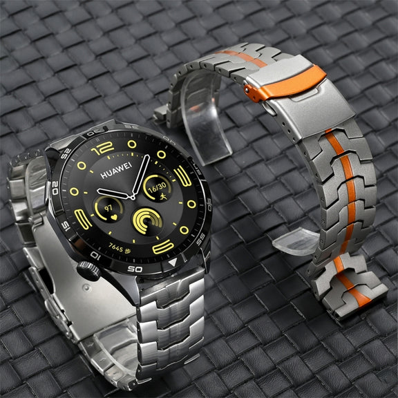For Huawei Watch GT 3 46mm 22mm Double Lock Buckle Turtle Steel Watch Band(Silver)