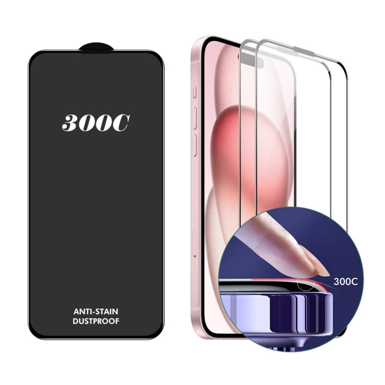 For iPhone 15 / 16 2pcs ENKAY 300C Super Large Arc Full Coverage High Aluminum-silicon Tempered Glass Film - iPhone 15 Tempered Glass by ENKAY | Online Shopping South Africa | PMC TechLife | Buy Now Pay Later Mobicred