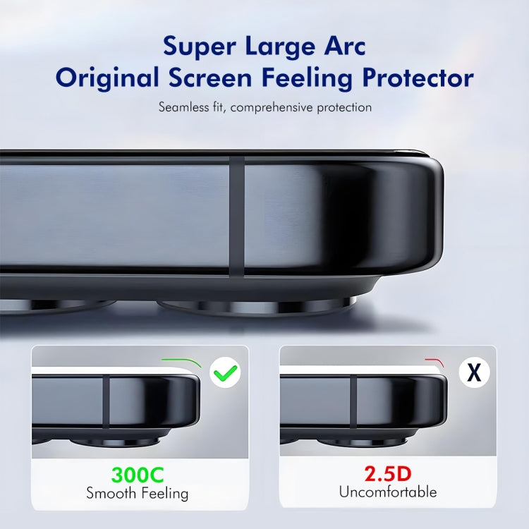 For iPhone 16 Pro 2pcs ENKAY 300C Super Large Arc Full Coverage High Aluminum-silicon Tempered Glass Film Black