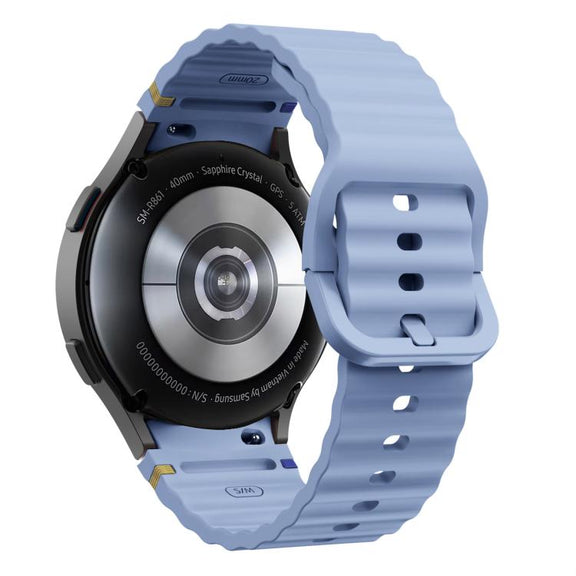 For Samsung Galaxy Watch 7 40 / 44mm Wave Pattern Stitched Silicone Watch Band(Light Blue)