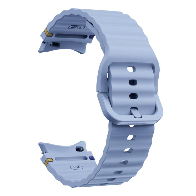 For Samsung Galaxy Watch 7 40 / 44mm Wave Pattern Stitched Silicone Watch Band(Light Blue)