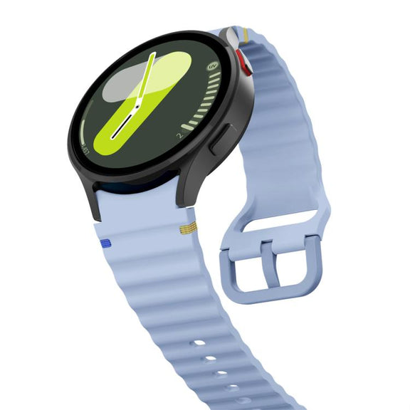 For Samsung Galaxy Watch 7 40 / 44mm Wave Pattern Stitched Silicone Watch Band(Light Blue)