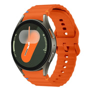 For Samsung Galaxy Watch 7 40 / 44mm Wave Pattern Stitched Silicone Watch Band(Orange)