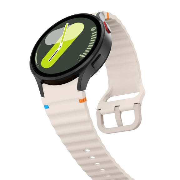 For Samsung Galaxy Watch 6 Classic Wave Pattern Stitched Silicone Watch Band(Starlight)
