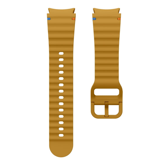 For Samsung Galaxy Watch 6 Classic Wave Pattern Stitched Silicone Watch Band(Yellow)