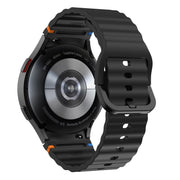 For Samsung Galaxy Watch 6 40 / 44mm Wave Pattern Stitched Silicone Watch Band(Black)