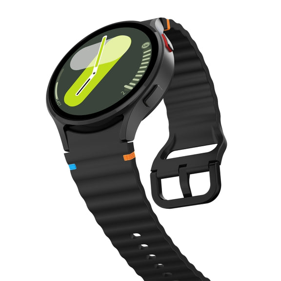For Samsung Galaxy Watch 6 40 / 44mm Wave Pattern Stitched Silicone Watch Band(Black)