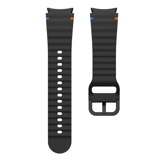 For Samsung Galaxy Watch 6 40 / 44mm Wave Pattern Stitched Silicone Watch Band(Black)
