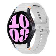 For Samsung Galaxy Watch 6 40 / 44mm Wave Pattern Stitched Silicone Watch Band(Light Gray)