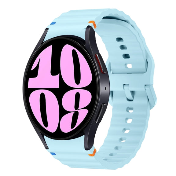 For Samsung Galaxy Watch 6 40 / 44mm Wave Pattern Stitched Silicone Watch Band(Light Blue)