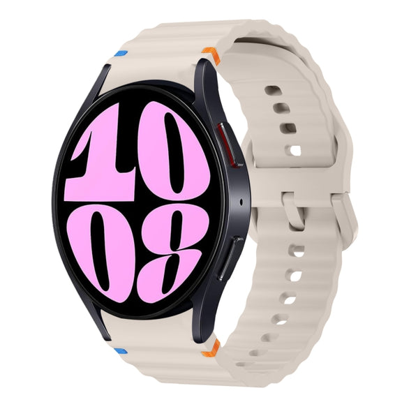 For Samsung Galaxy Watch 6 40 / 44mm Wave Pattern Stitched Silicone Watch Band(Starlight)