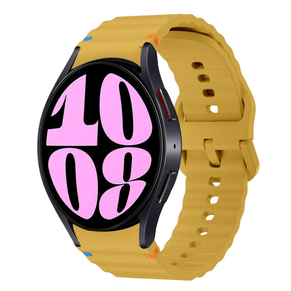 For Samsung Galaxy Watch 6 40 / 44mm Wave Pattern Stitched Silicone Watch Band(Yellow)