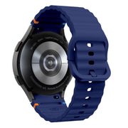 For Samsung Galaxy Watch 6 40 / 44mm Wave Pattern Stitched Silicone Watch Band(Dark Blue)