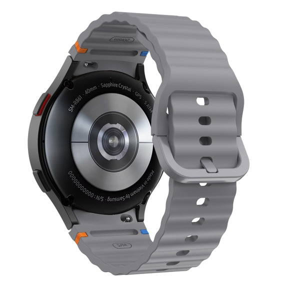 For Samsung Galaxy Watch 6 40 / 44mm Wave Pattern Stitched Silicone Watch Band(Dark Gray)