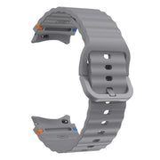 For Samsung Galaxy Watch 6 40 / 44mm Wave Pattern Stitched Silicone Watch Band(Dark Gray)