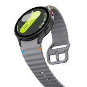 For Samsung Galaxy Watch 6 40 / 44mm Wave Pattern Stitched Silicone Watch Band(Dark Gray)