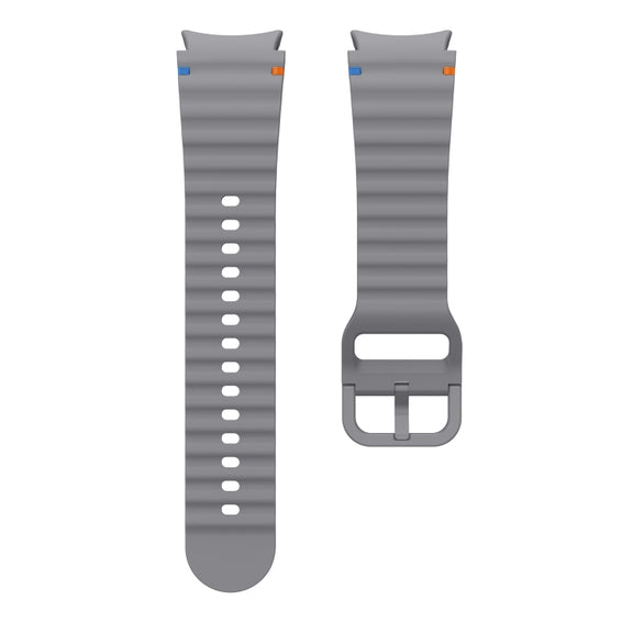 For Samsung Galaxy Watch 6 40 / 44mm Wave Pattern Stitched Silicone Watch Band(Dark Gray)