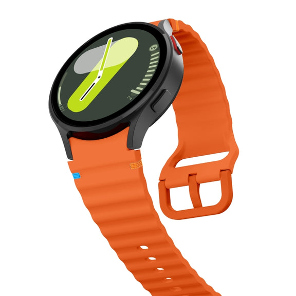 For Samsung Galaxy Watch 6 40 / 44mm Wave Pattern Stitched Silicone Watch Band(Orange)